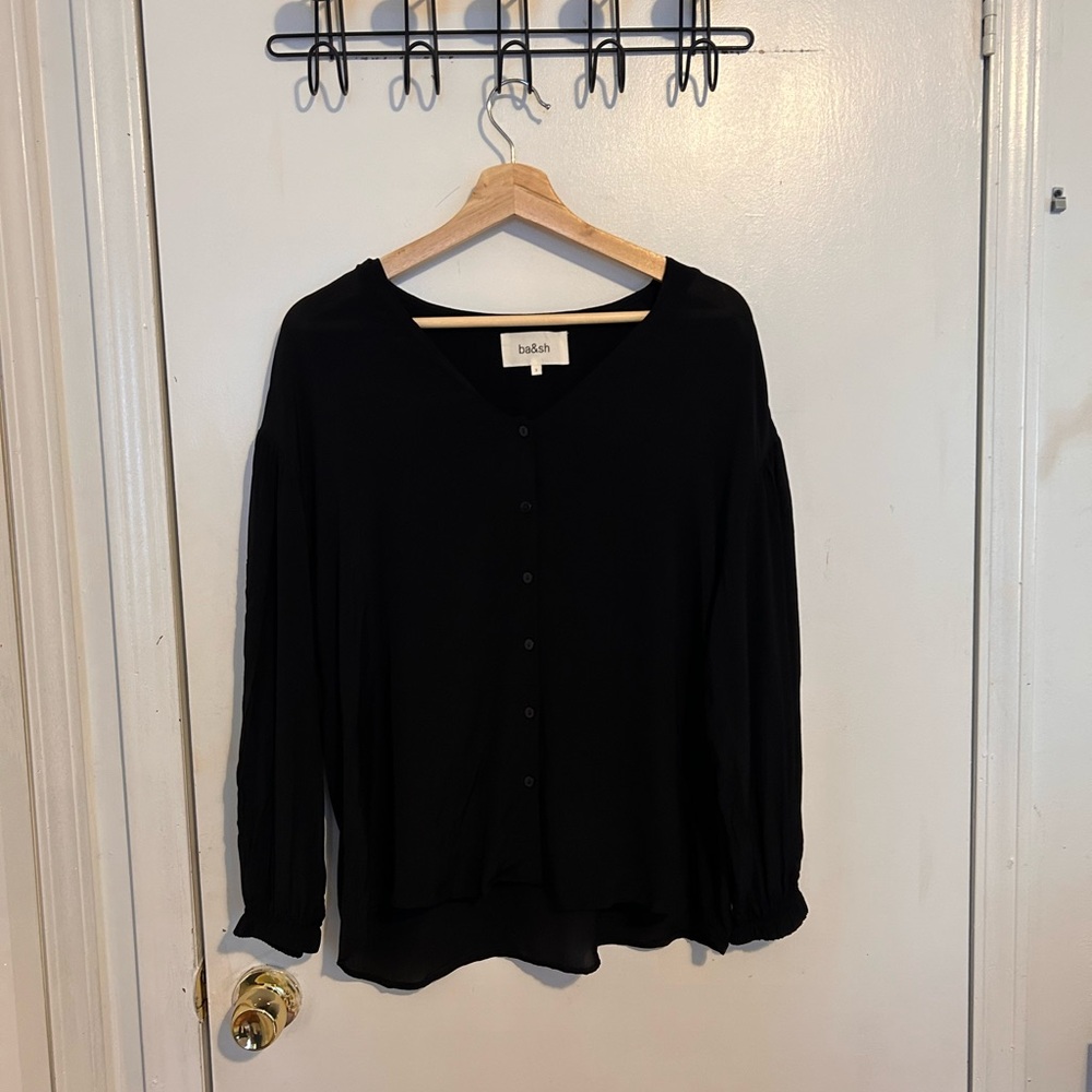 Ba&Sh | Size 3 | Classic Black Button-Up Blouse - image 3